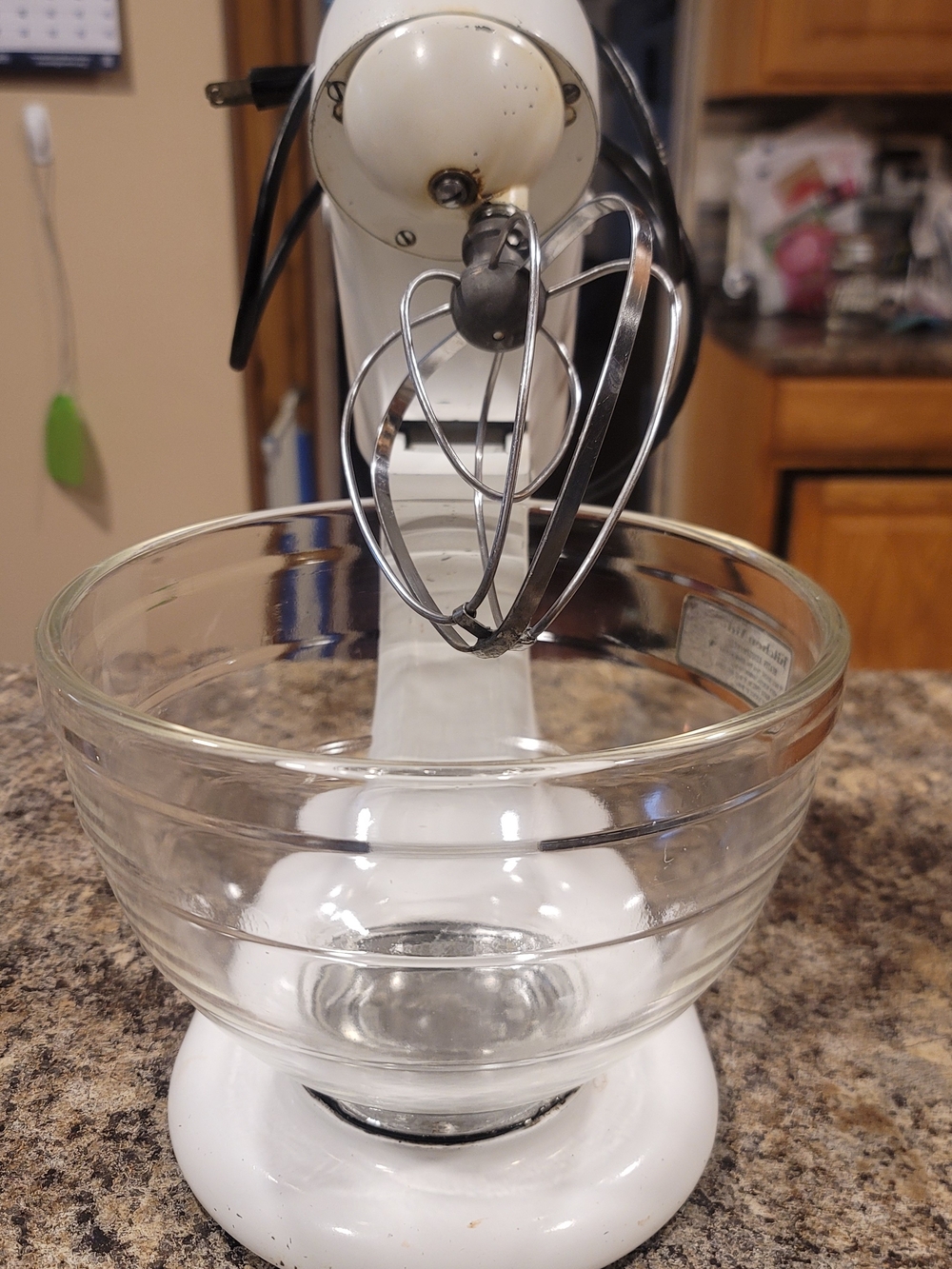 KitchenAid White Stand Mixer with Glass Bowl and Stainless Whisk